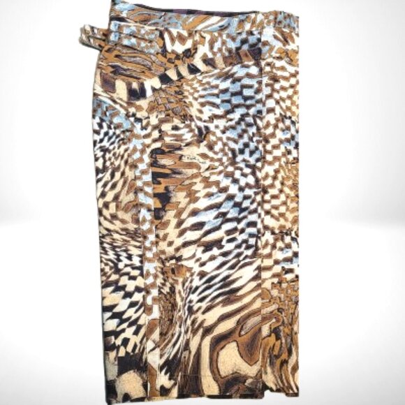 Roberto Cavalli Animal/Geo Print Pencil Skirt w/ Buckles XL - Picture 4 of 9
